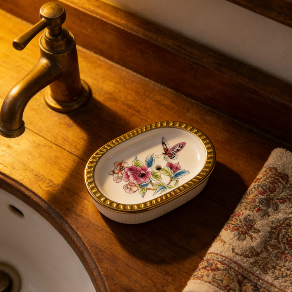 欧式轻奢陶瓷肥皂盒高级双层沥水卫生间香皂盒个性洗衣皂肥皂碟