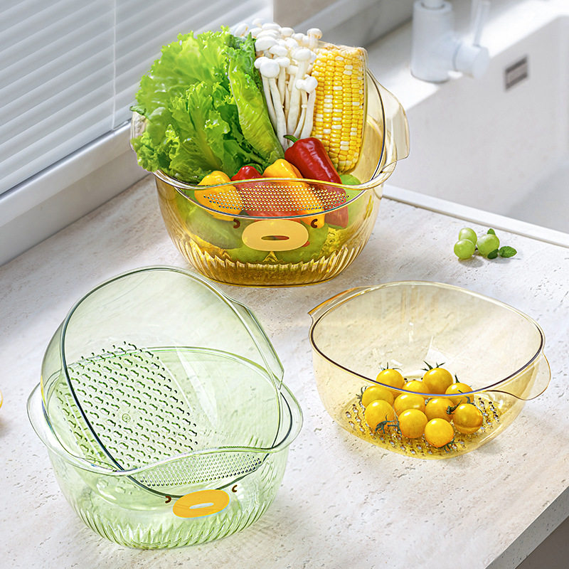 双层果蔬沥水篮厨房洗菜篮家用洗蔬菜沥水盆收纳筐客厅塑料水果篮,厨房/烹饪用具,果蔬置物架/篮/框,淘宝优惠券,粉丝福利购,淘宝优惠卷
