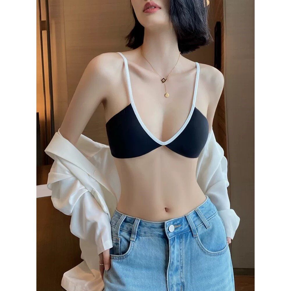 内衣女薄款夏季法式小胸性感深U文胸