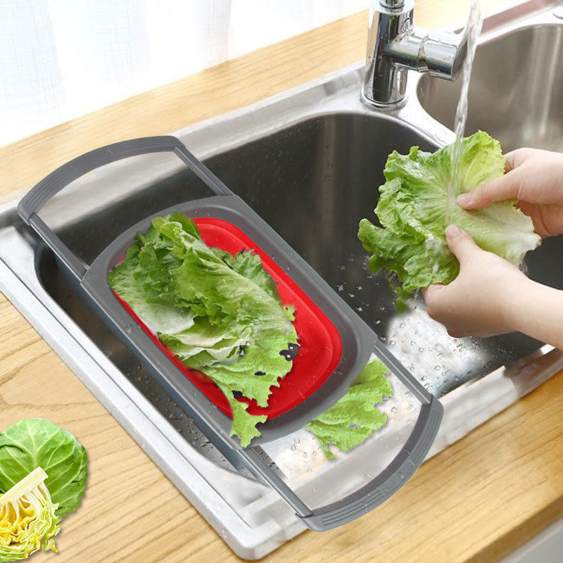 折叠沥水篮方形洗菜筛子厨房小工具式镂空水果篮可伸缩收纳篮,餐饮具,洗菜盆/沥水篮/漏水筛,淘宝优惠券,粉丝福利购,淘宝优惠卷