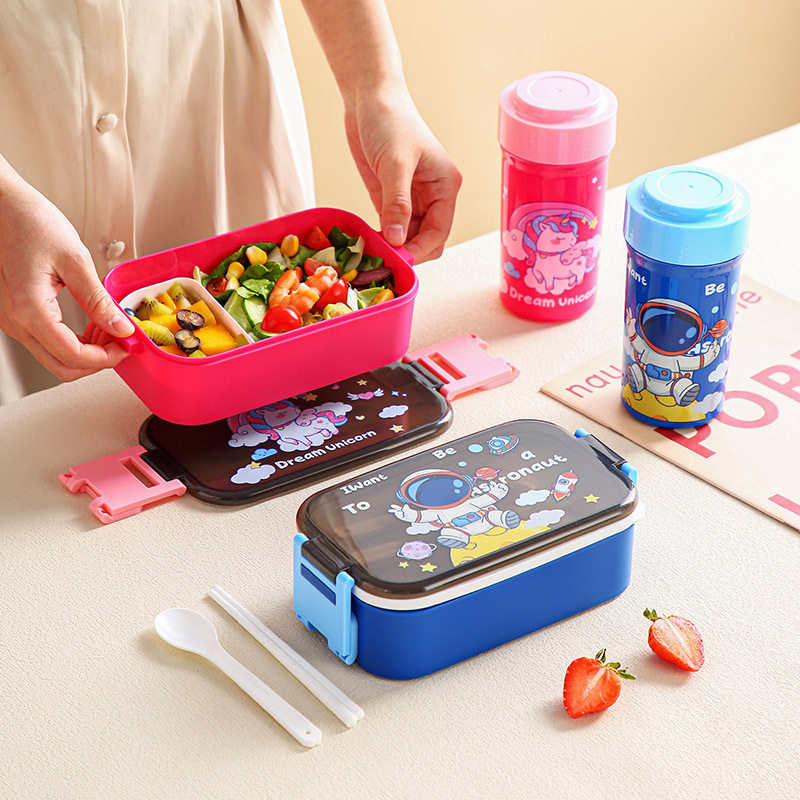 小学生便当盒儿童春游外带保鲜饭盒可爱恐龙高颜值分隔水果盒