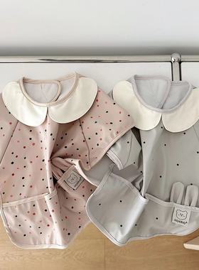 JulyMoly宝宝防水罩衣围嘴婴儿饭兜吃饭反穿衣儿童幼儿园短袖罩衣