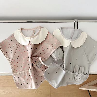 JulyMoly宝宝防水罩衣围嘴婴儿饭兜吃饭反穿衣儿童幼儿园短袖罩衣