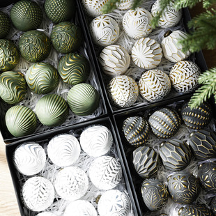 圣诞树装 复古圣诞球盒装 饰吊球 挂饰12个装 塑料球8CM圣诞球套装