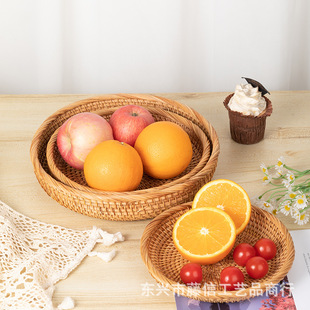 越南藤编收纳篮创意家居水果盘零食盒糖果篮茶点盒茶几收纳筐