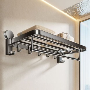 吸盘毛巾架卫生间免打孔挂杆浴室置物架洗手间厕所卫浴收纳浴巾架