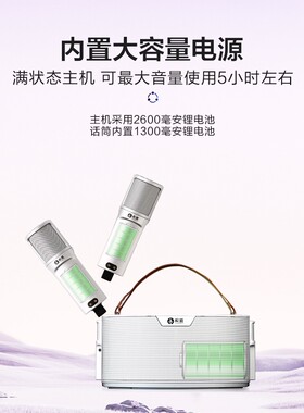 权盟双吸音响 家庭ktv套装话筒家用一体手机蓝牙音箱送两个麦克风