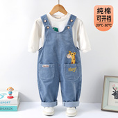 春秋男童2025秋季 新款 儿童纯棉灯芯绒0 婴儿背带裤 3岁男宝宝裤 子