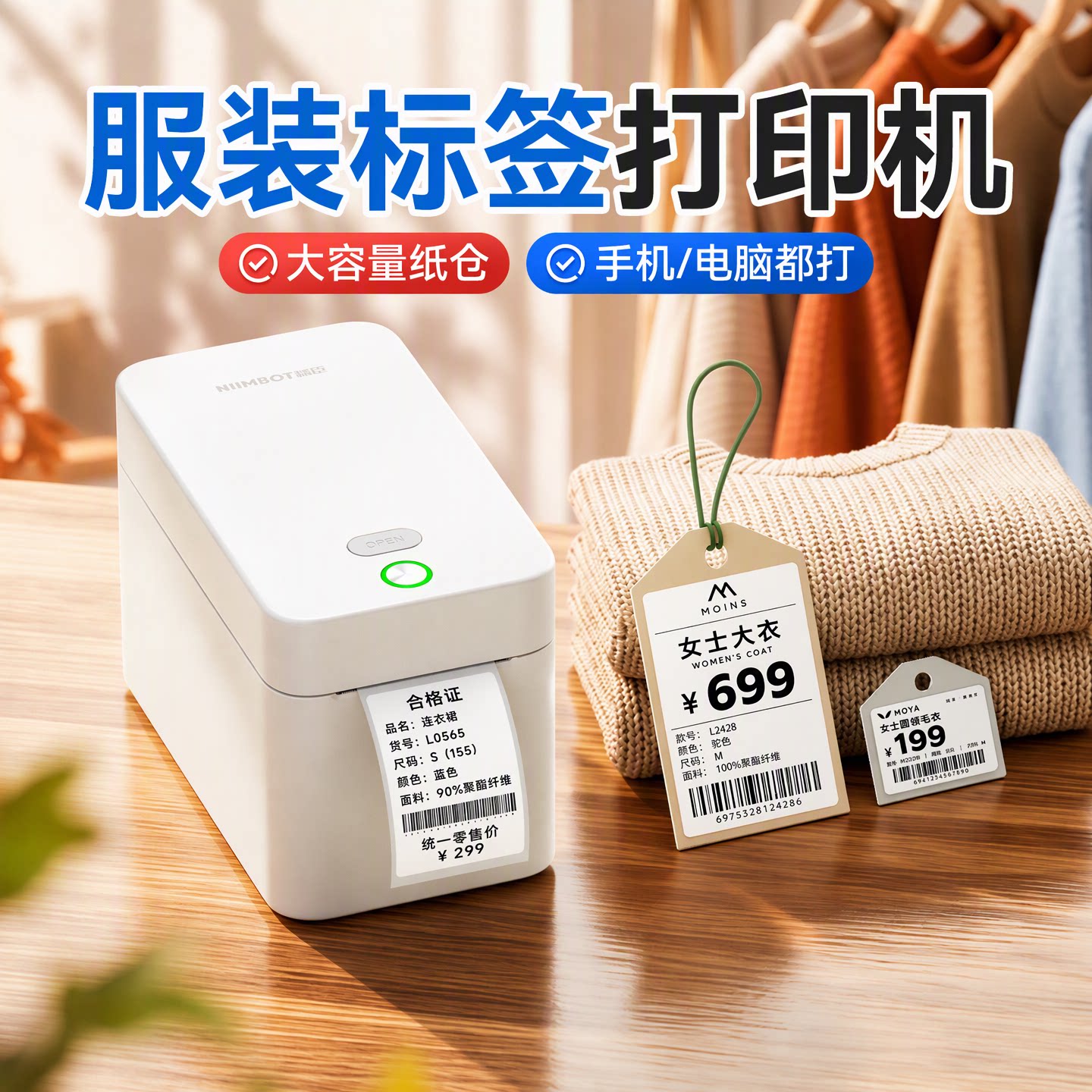 精臣K2服装吊牌标签打印机