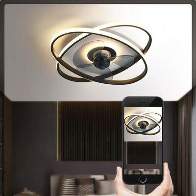 现代简约卧室LED吸顶风扇灯创意