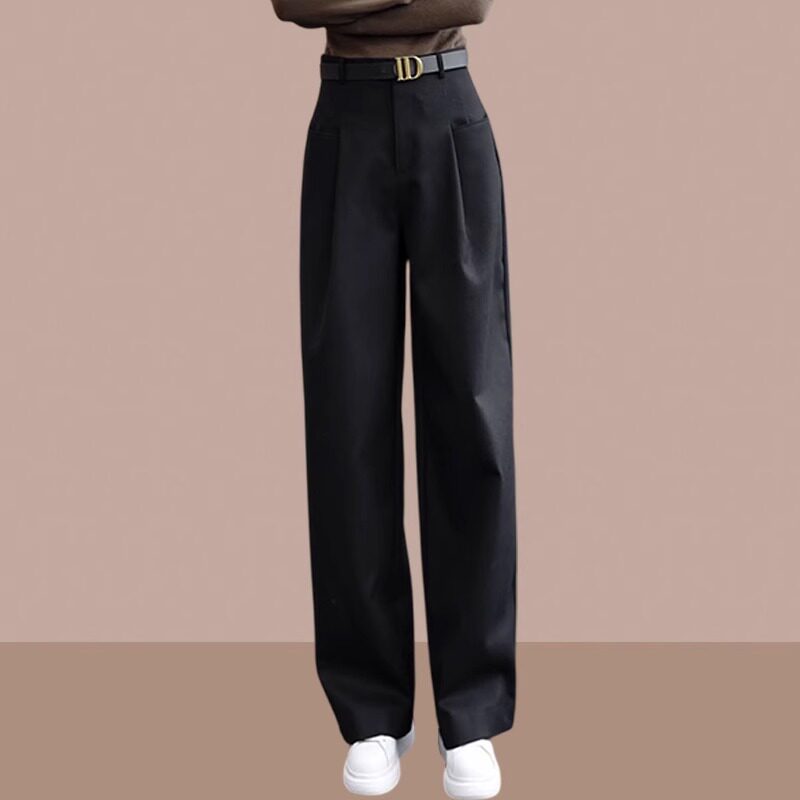 休闲西装阔腿裤女2024夏季新款宽松显瘦洋气百搭小众薄款直筒裤潮
