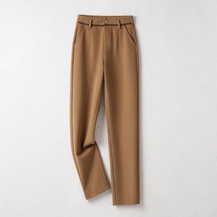 烟管裤 高腰休闲直筒职业西装 女2024秋冬新款 加绒气质毛呢哈伦裤