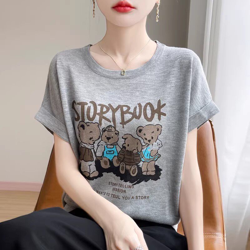 减龄休闲竹节麻短袖t恤女2026夏季新款棉麻宽松显瘦薄款针织上衣