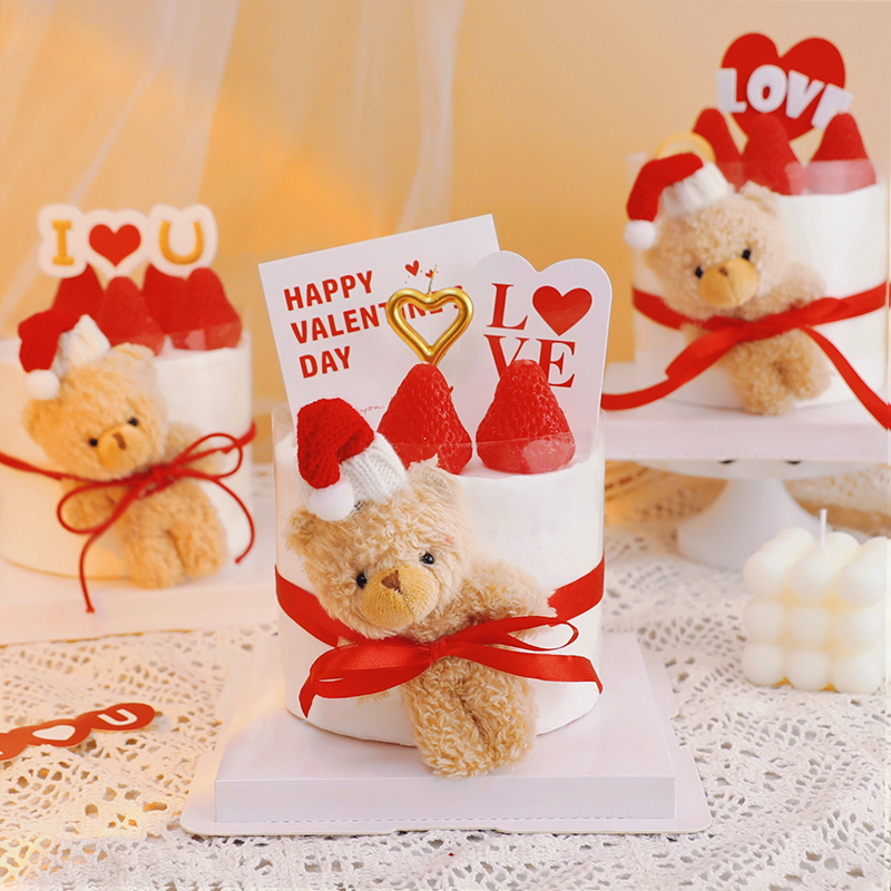 情人节蛋糕装饰小熊玩偶