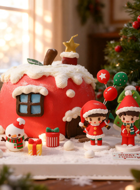 卡通蛋糕装饰圣诞节男孩女孩玩偶摆件平安圣诞树雪人苹果礼物插牌