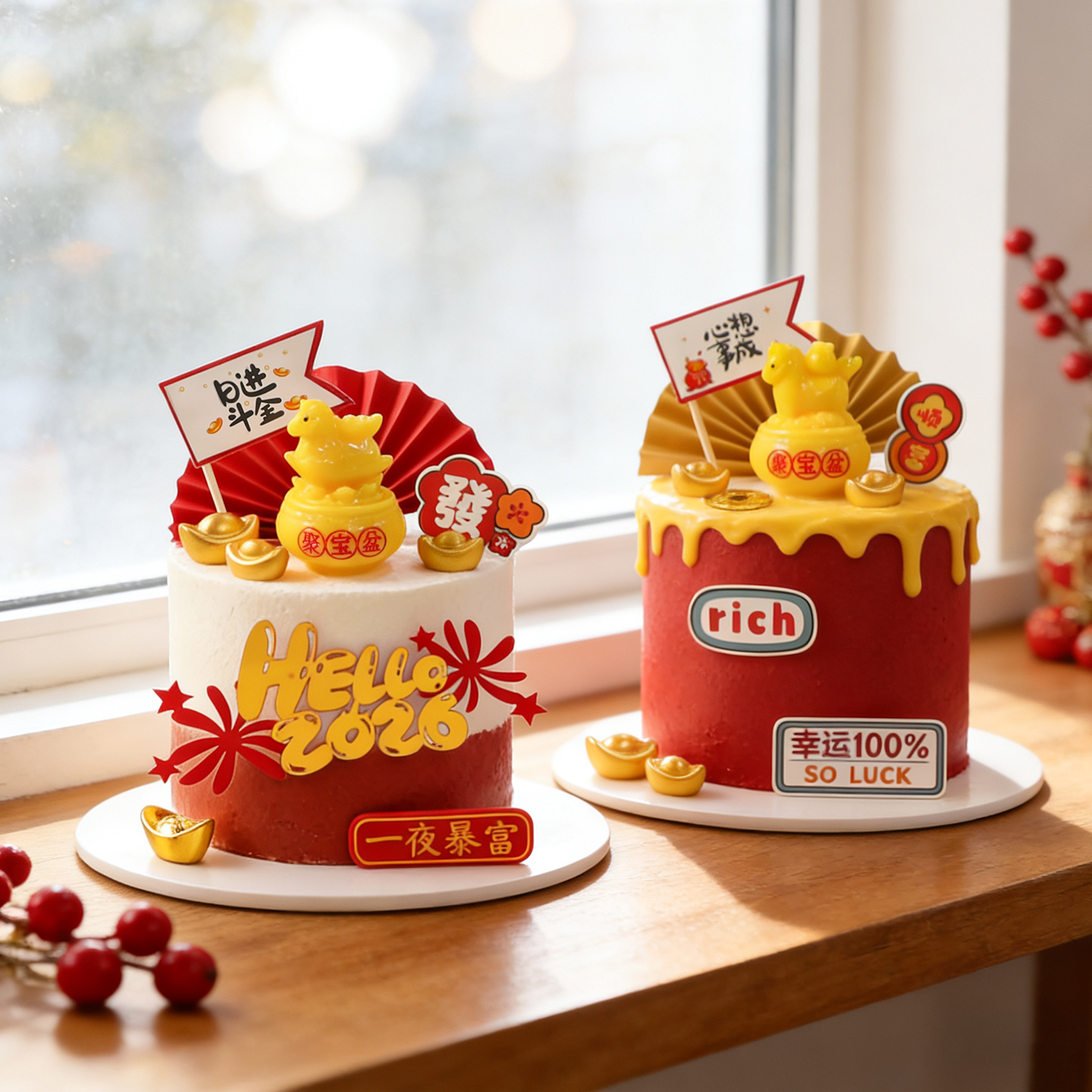 创意马年新春聚宝盆小马玩偶摆件