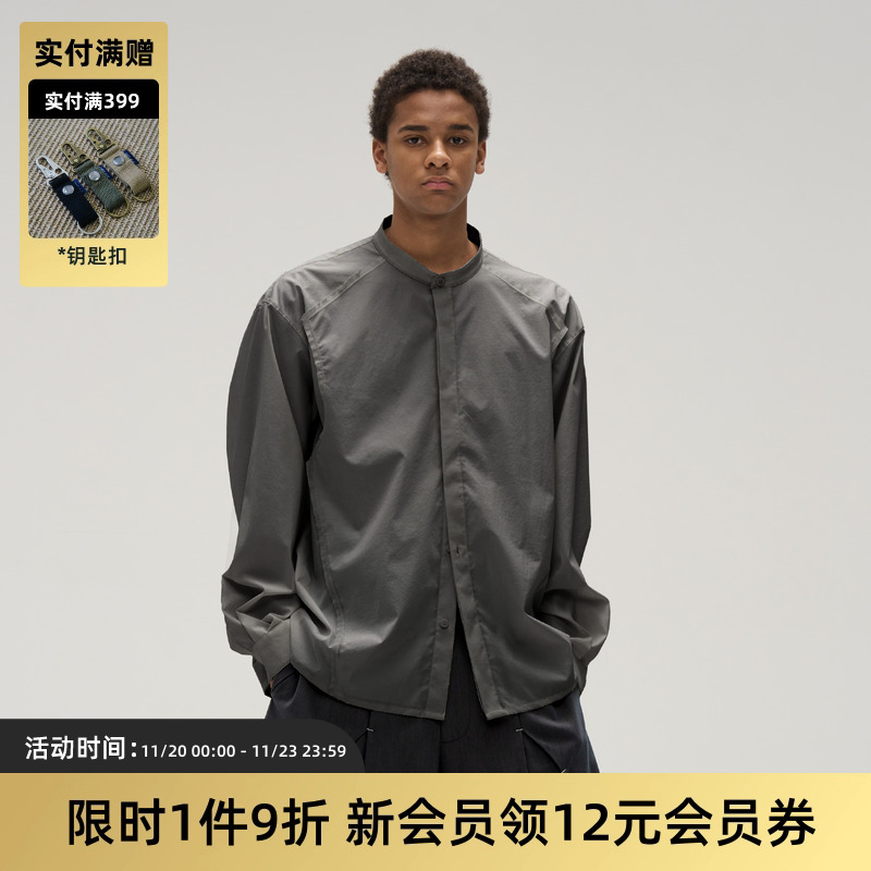 TIRES 25SS日系复古切线立领衬衫 衬衣廓形休闲外套长袖男女