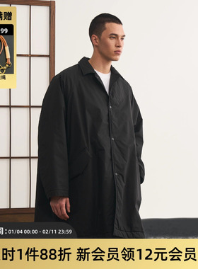 TIRES 25AW日系复古水洗新雪丽中长棉服阔版轻薄男女保暖棉衣外套