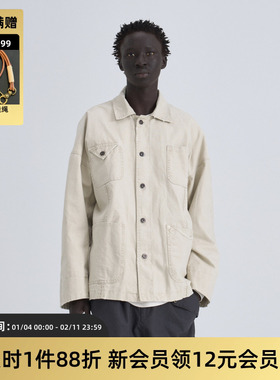 TIRES「澄砺」复古密歇根洗水工装夹克 帆布四袋伐木外套格子内衬