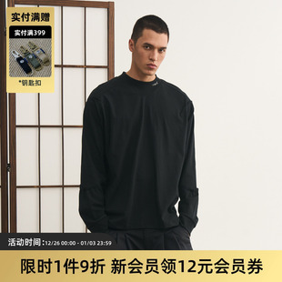 宽松GIZA棉套头圆领上衣t恤男女士 日系复古半高领长袖 TIRES 24AW