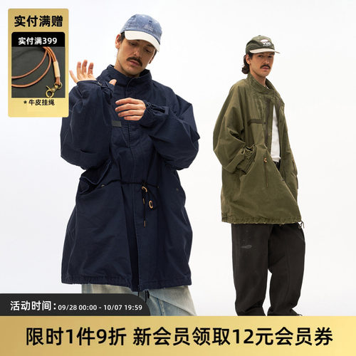 TIRES 日系M65复古M51水洗鱼尾军事风衣工装外套PARKA大衣宽松VV
