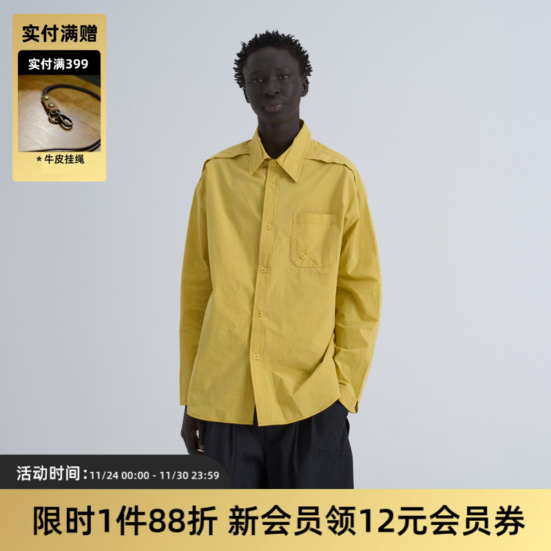 TIRES 25AW 日系复古休闲廓形衬衫 进口匹马棉面料弯刀长袖衬衣