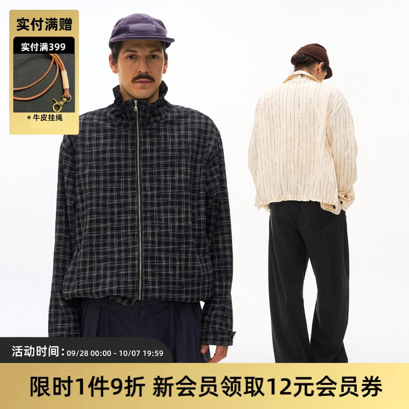 TIRES肌理格纹立领夹克