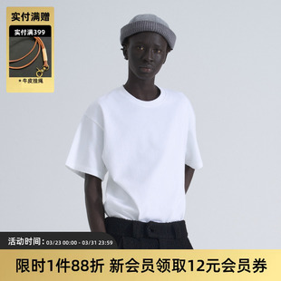 T恤三本针纯棉基础宽松纯白色打底衫 复古300G短袖 男女 25AW TIRES