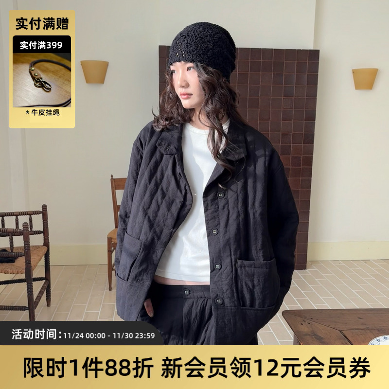 TIRES极简宽松短款绗秀棉服