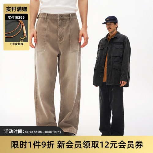 TIRES水洗做旧灯芯绒直筒裤