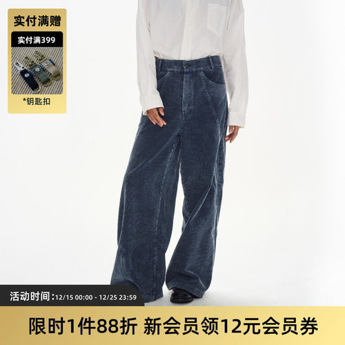 复古灯芯绒直筒阔腿裤TIRES