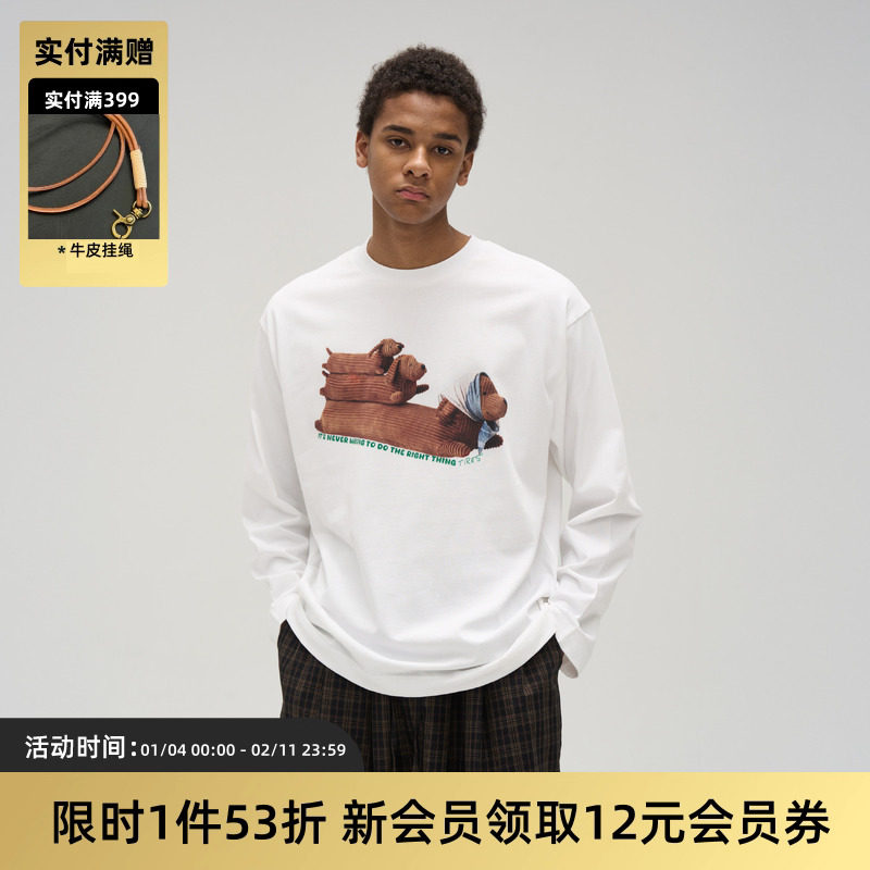 TIRES 25SS 日系复古康丽印花原创腊肠狗短袖长袖T恤 百搭男女