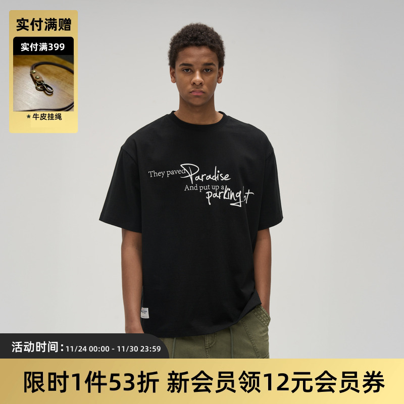 TIRES复古文字印花标语短袖Tee