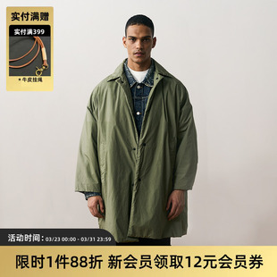 TIRES 轻薄保暖外套男女 23AW日系复古水洗新雪丽中长棉服宽松阔版