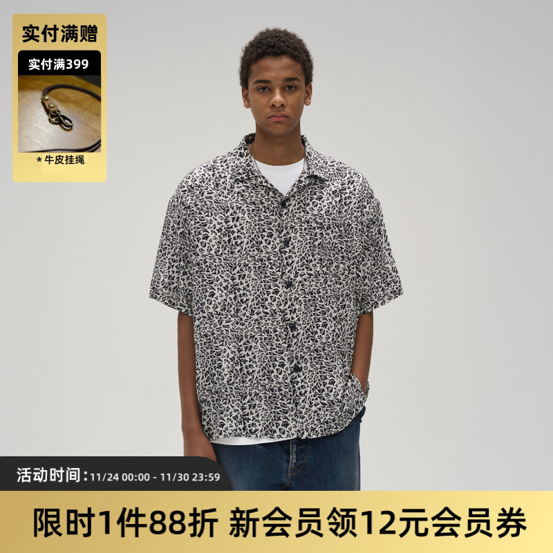 TIRES原创豹纹印花夏威夷衬衫