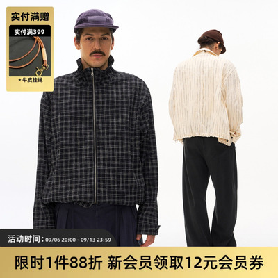 TIRES肌理格纹立领夹克