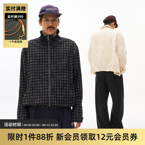 TIRES肌理格纹立领夹克