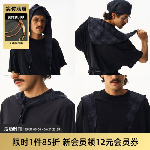 TIRES复古搭配连帽头巾方巾
