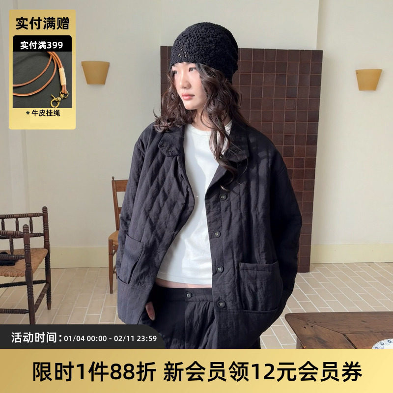 TIRES「隙柔」极简宽松短款绗绣棉服 精纺棉保暖厚休闲外套男女,男装,棉衣,淘宝优惠券,粉丝福利购,淘宝优惠卷