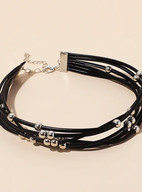 欧美跨境新品配饰串珠多层项链 ins哥特式暗黑风choker颈链项圈