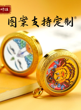 唐卡吊坠画布五爷黄财文殊菩萨可换图哑光嘎乌盒可装东西裸坠