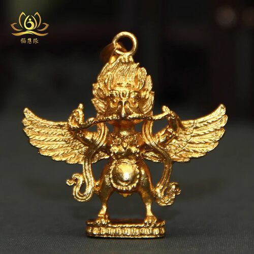 纯铜鎏金大鹏金翅鸟吊坠藏族工艺品挂件随身佩戴挂坠