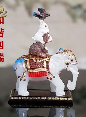 大象摆件彩绘西藏和谐四瑞家居开业装饰民族客厅摆设密宗佛具用品