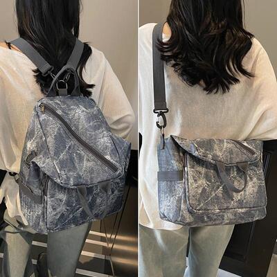 多用包女牛仔布双肩包休闲单肩包