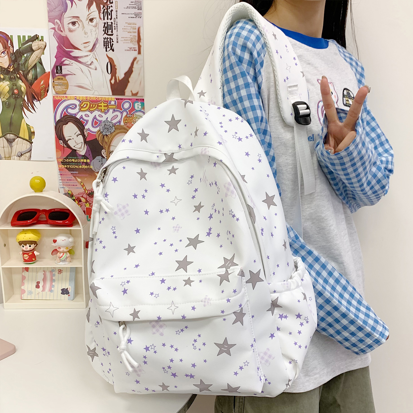 书包ins小众星星背包柔美双肩包