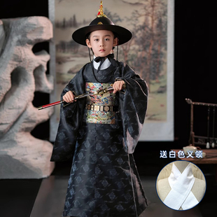 2025新款儿童飞鱼服汉服织金圆领袍礼服明制古装春秋演出服送假领