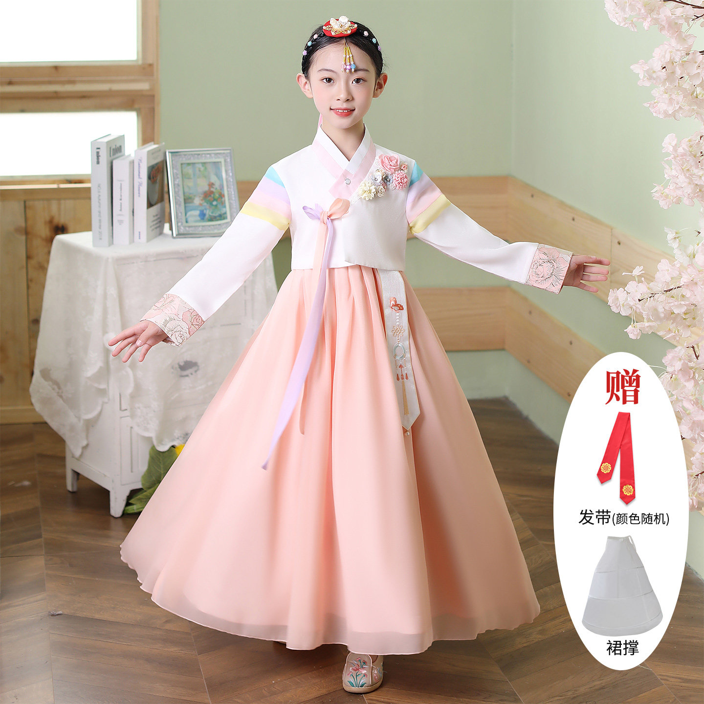 韩服新款民族服朝鲜族服装女童学生表 演 节日儿童节演出礼服舞蹈