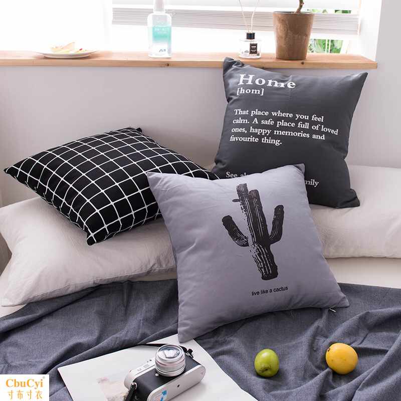 Nordic Black and white ash Geometry Cotton canvas Pillows ins Homestay sofa Pink Cushionin the Home Fabric , Pillow/Pillow  category - from Buy2taobao.com to provide professional Taobao agent buy service