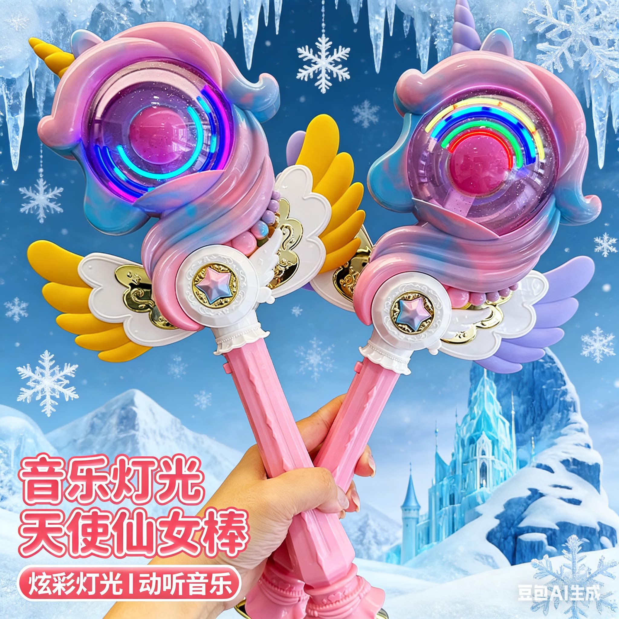 公主魔法棒女童发光仙女棒音乐女孩子小魔仙玩具爱莎儿童生日礼物