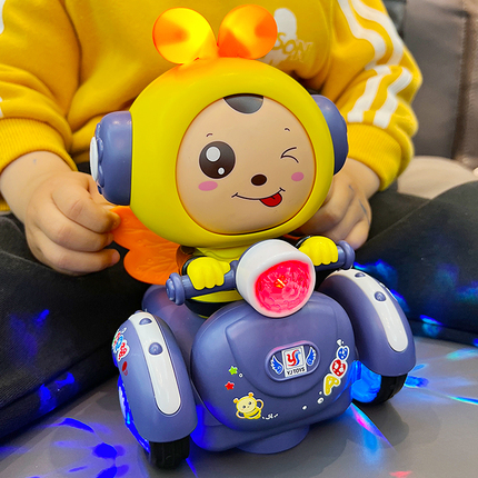 Children's Electric Face-Changing Bee Car for 0-1 to 2.5-Year-Old Babies, with Sound and Movement, Educational Dancing Toy for Boys and Girls